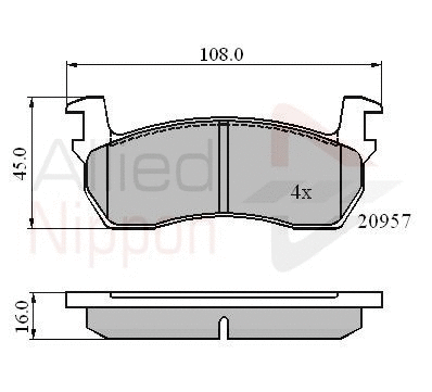 Brake Pad Set, disc brake (ADB0366)