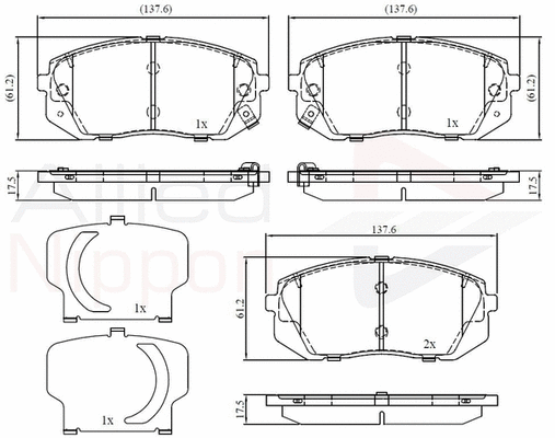 Brake Pad Set, disc brake (ADB32529)