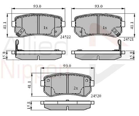 Brake Pad Set, disc brake (ADB31543)