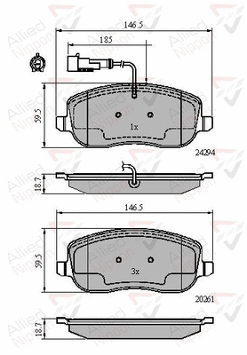 Brake Pad Set, disc brake (ADB11747)