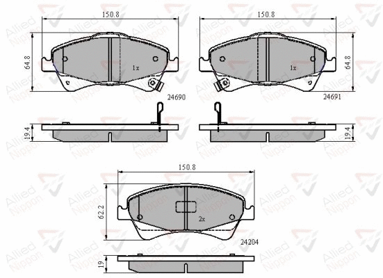 Brake Pad Set, disc brake (ADB31799)