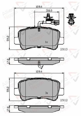 Brake Pad Set, disc brake (ADB12105)