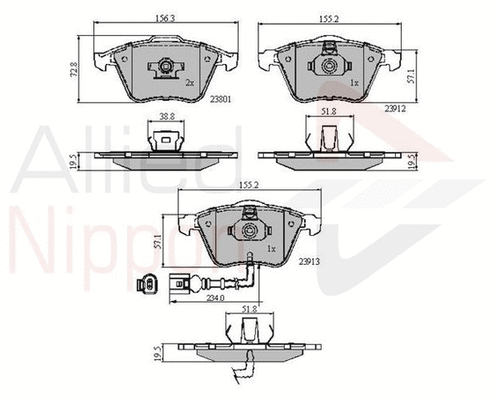 Brake Pad Set, disc brake (ADB11628)