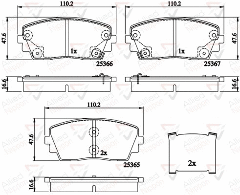 Brake Pad Set, disc brake (ADB32159)