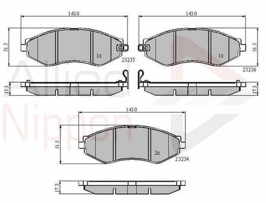 Brake Pad Set, disc brake (ADB31188)
