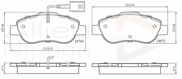 Brake Pad Set, disc brake (ADB12392)