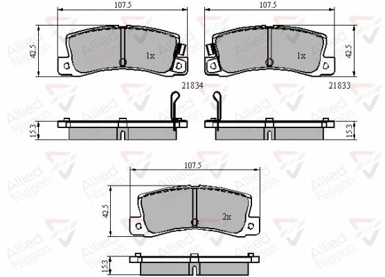 Brake Pad Set, disc brake (ADB3839)