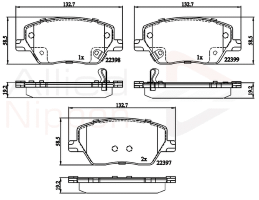 Brake Pad Set, disc brake (ADB32324)