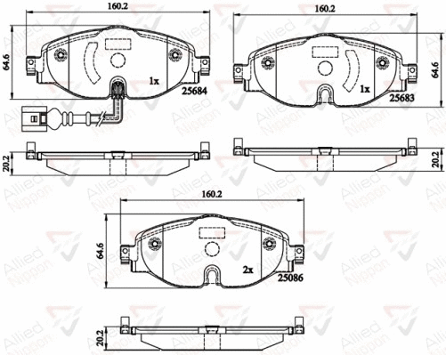 Brake Pad Set, disc brake (ADB12158)