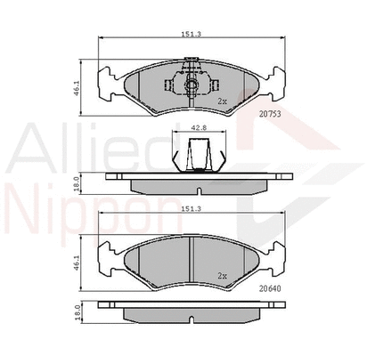 Brake Pad Set, disc brake (ADB0444)