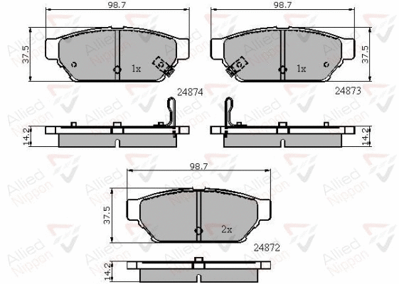 Brake Pad Set, disc brake (ADB3405)