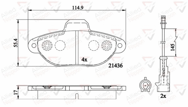 Brake Pad Set, disc brake (ADB22200)