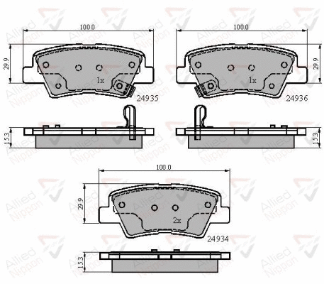Brake Pad Set, disc brake (ADB32023)