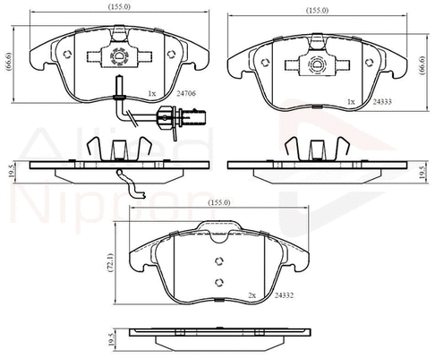 Brake Pad Set, disc brake (ADB11591)