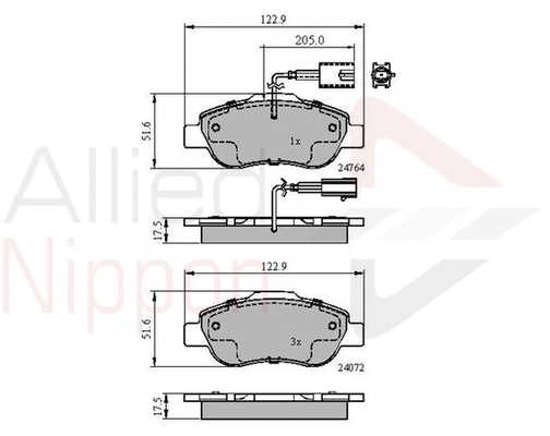 Brake Pad Set, disc brake (ADB11600)