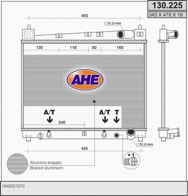 Radiator, engine cooling (130.225)