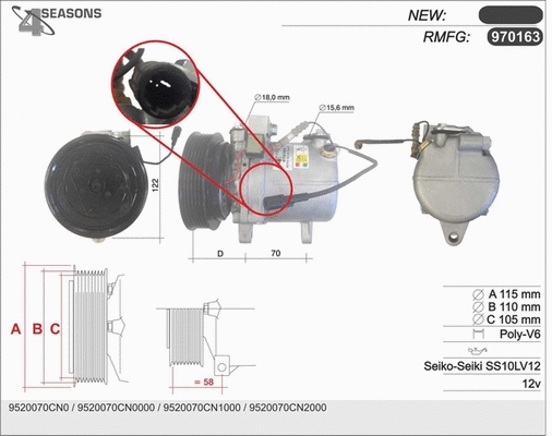 Compressor, air conditioning (970163)