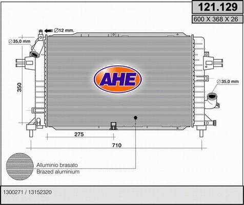 Radiator, engine cooling (121.129)