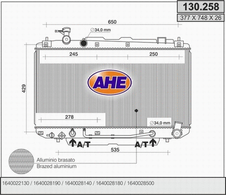 Radiator, engine cooling (130.258)