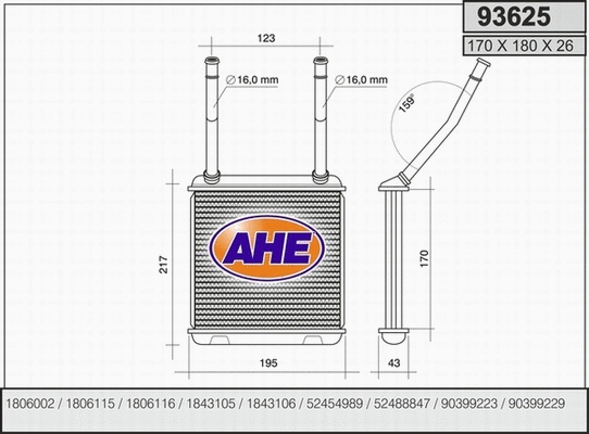 Heat Exchanger, interior heating (93625)
