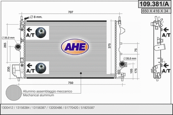 Radiator, engine cooling (109.381/A)