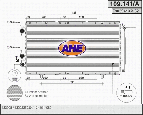 Radiator, engine cooling (109.141/A)