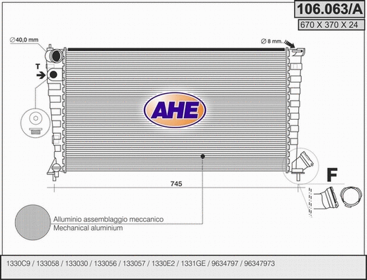 Radiator, engine cooling (106.063/A)