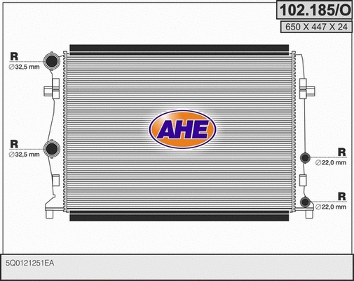 Radiator, engine cooling (102.185/O)