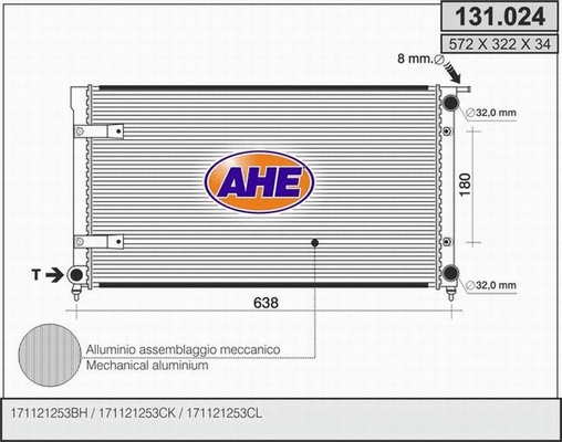 Radiator, engine cooling (131.024)