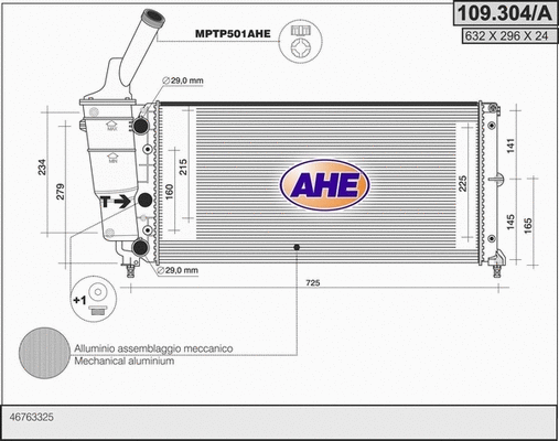 Radiator, engine cooling (109.304/A)
