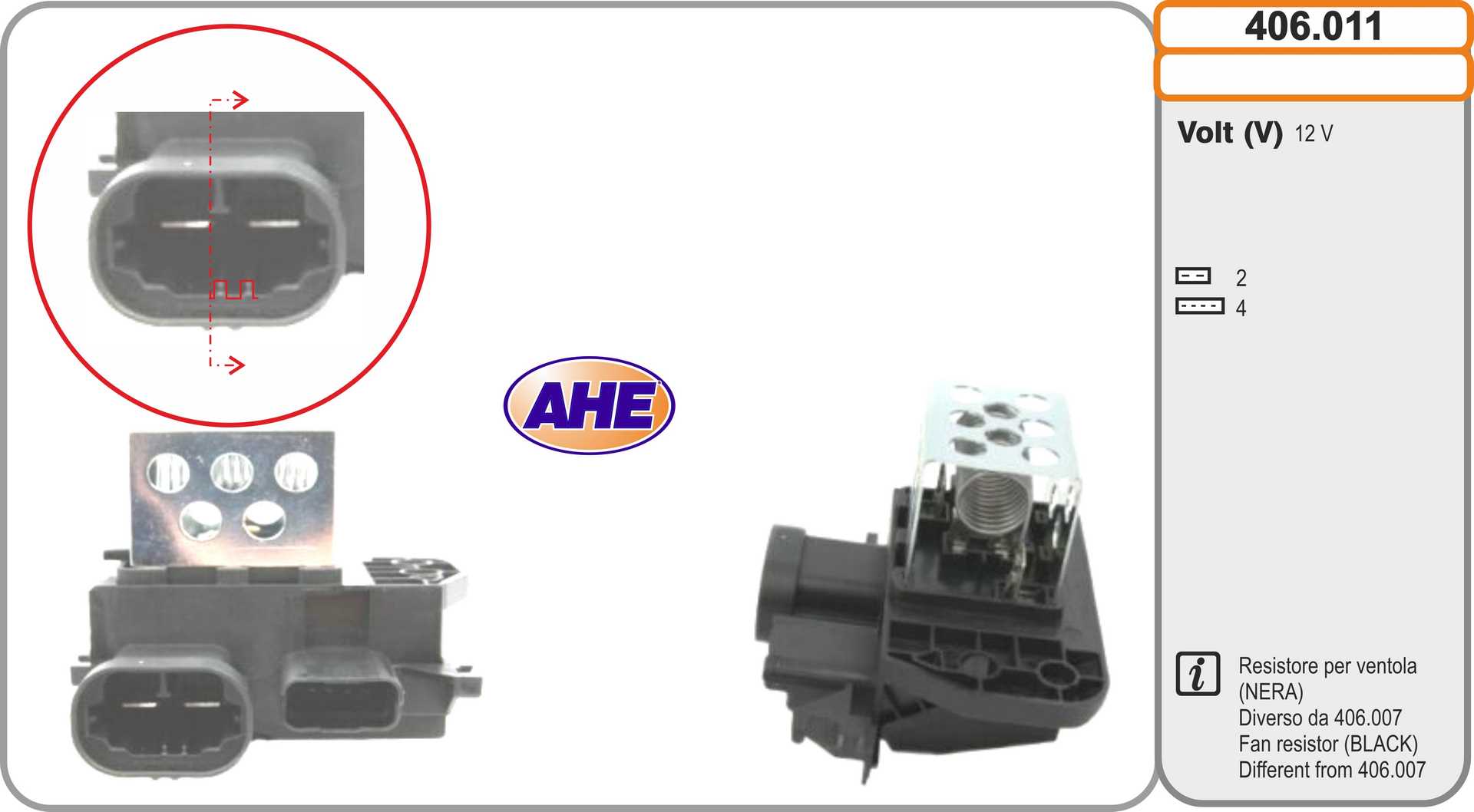 Series resistor, electric motor (radiator fan) (406.011)
