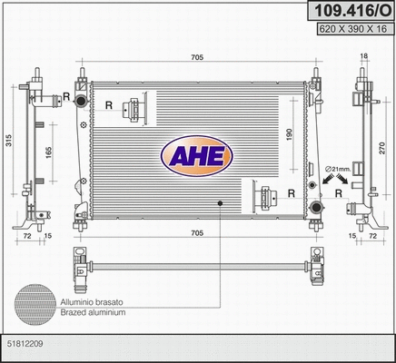 Radiator, engine cooling (109.416/O)
