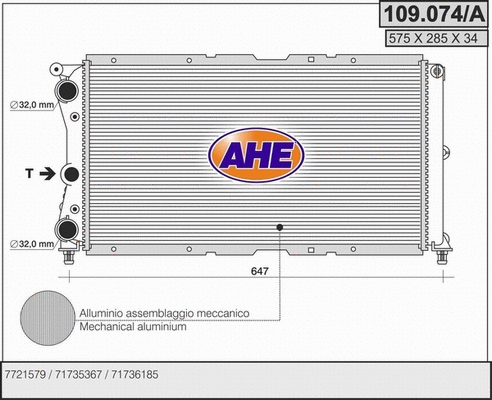 Radiator, engine cooling (109.074/A)