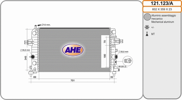 Radiator, engine cooling (121.123/A)