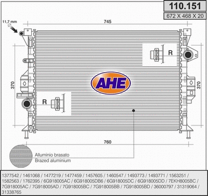 Radiator, engine cooling (110.151)