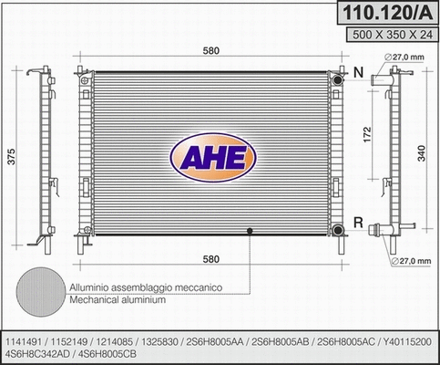Radiator, engine cooling (110.120/A)