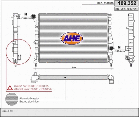 Radiator, engine cooling (109.352)