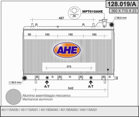 Radiator, engine cooling (128.019/A)