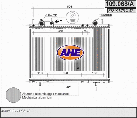 Radiator, engine cooling (109.068/A)