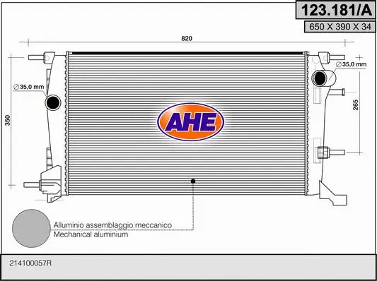 Radiator, engine cooling (123.181/A)