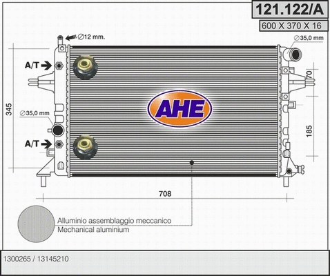 Radiator, engine cooling (121.122/A)
