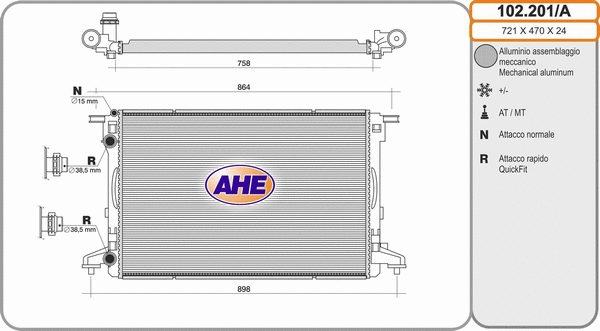 Radiator, engine cooling (102.201/A)