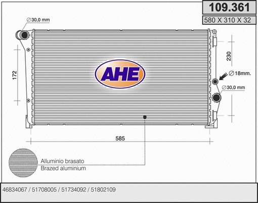 Radiator, engine cooling (109.361)