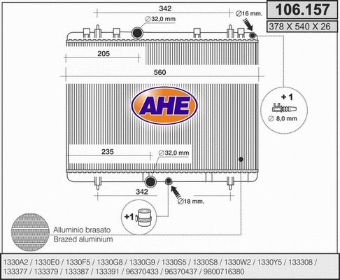 Radiator, engine cooling (106.157)