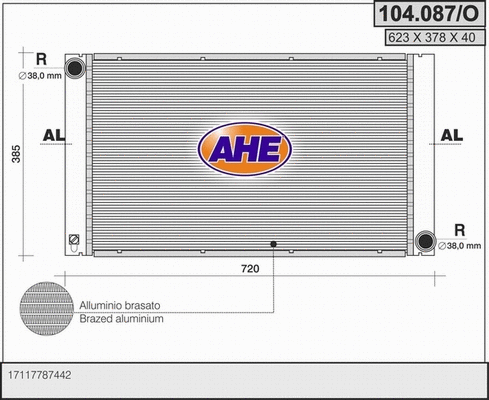 Radiator, engine cooling (104.087/O)