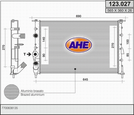 Radiator, engine cooling (123.027)