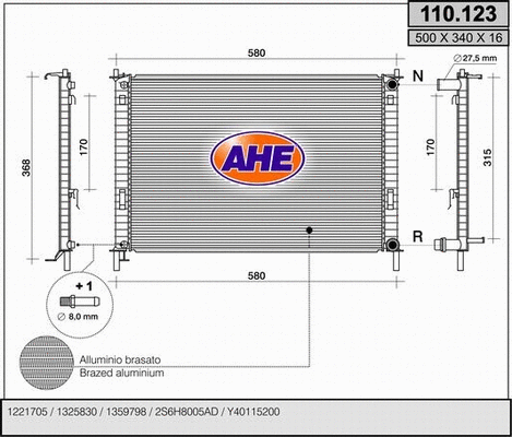 Radiator, engine cooling (110.123)