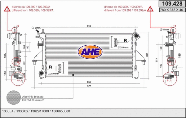 Radiator, engine cooling (109.428)