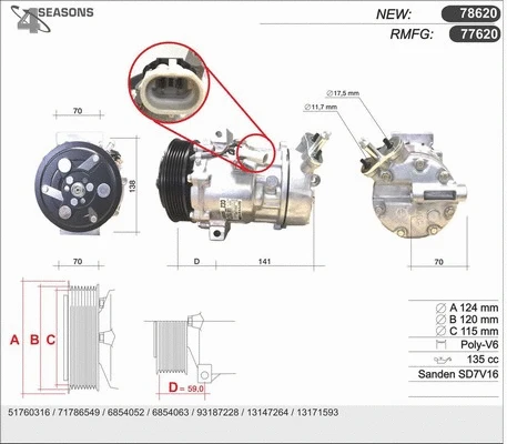 Compressor, air conditioning (78620)