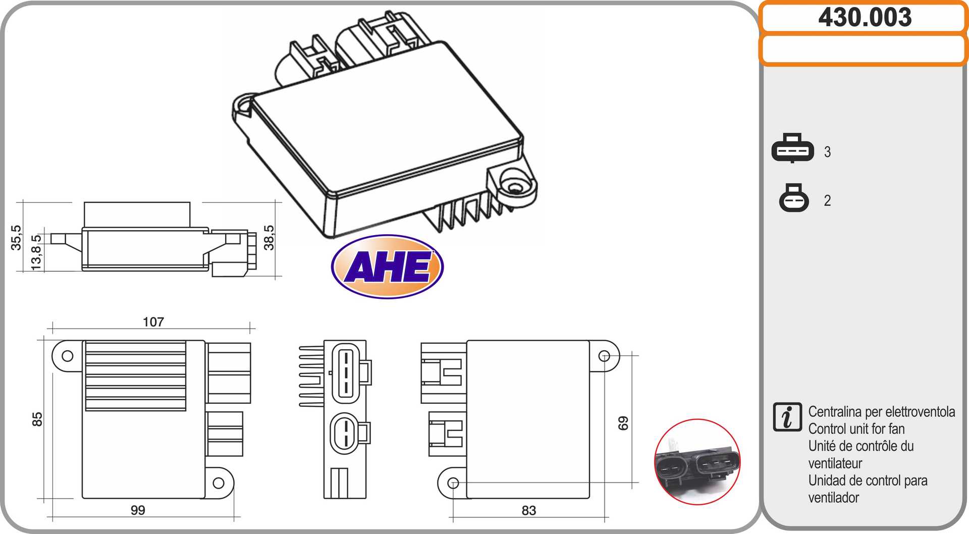 Control Unit, electric fan (engine cooling) (430.003)